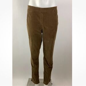 J Jill Sz 12 Tall Corduroy Straight Leg Pullon Pants Brown Cotton Spandex